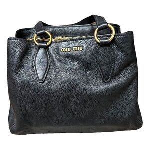 Miu Miu Black Leather Bag with Gold Accents